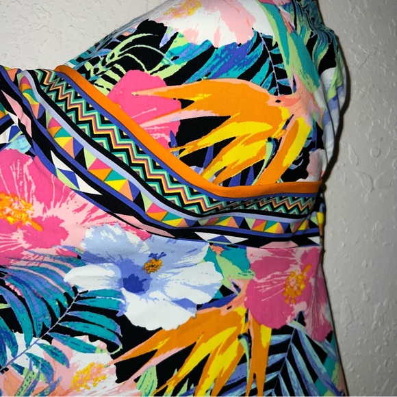 LA BLANCA Tropicali Convertible Pink Floral Print Swim Bandini Top Size 12. - Picture 4 of 8